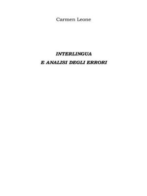 cover image of Interlingua E analisi degli errori